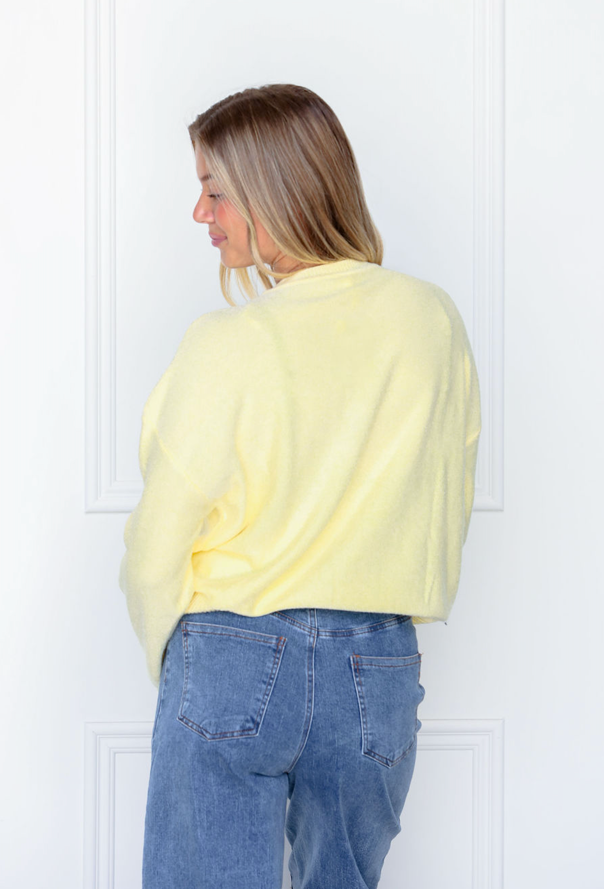 Henley Button Up Sweater Yellow