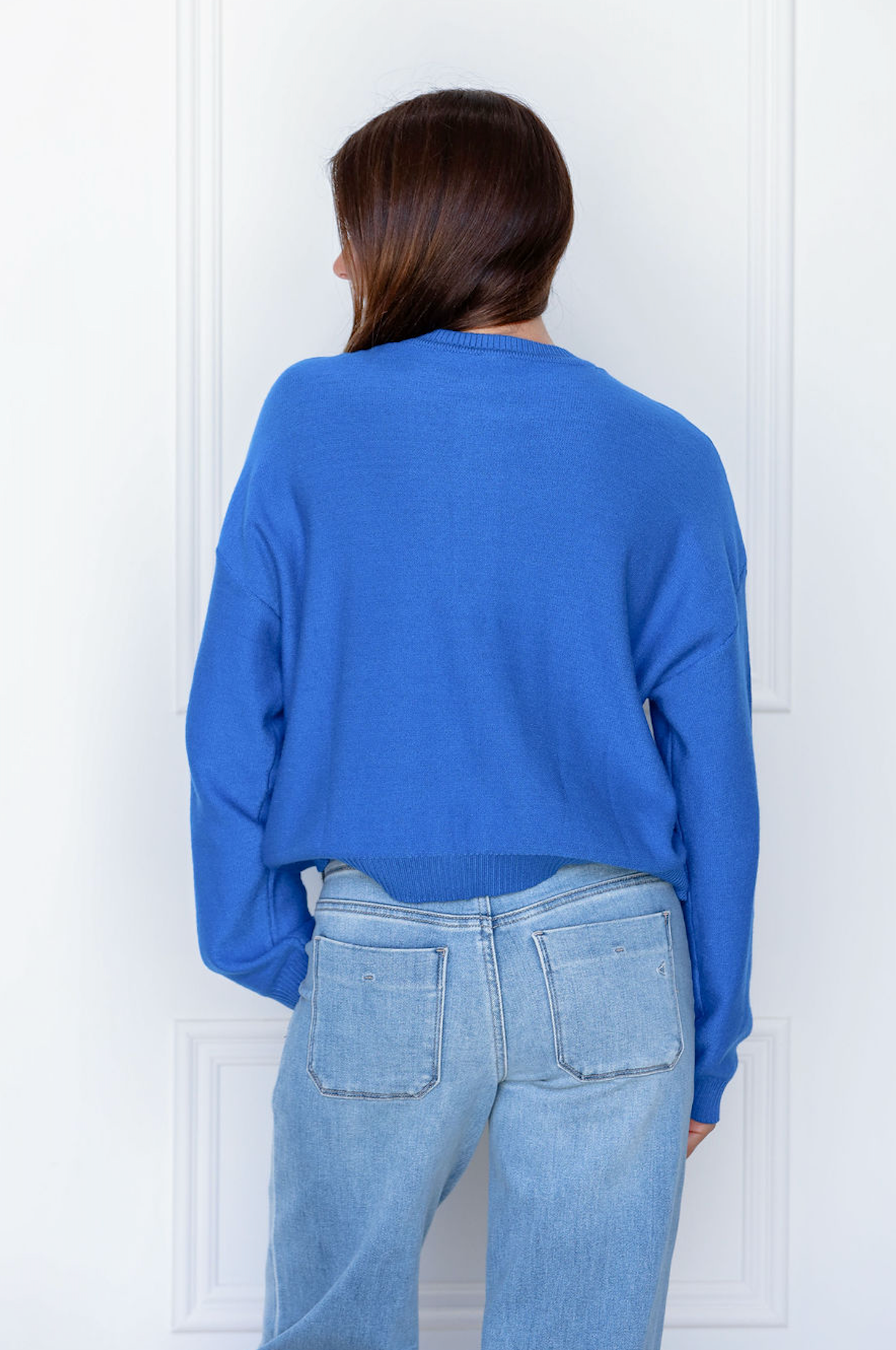 Henley Button Up Sweater Cobalt