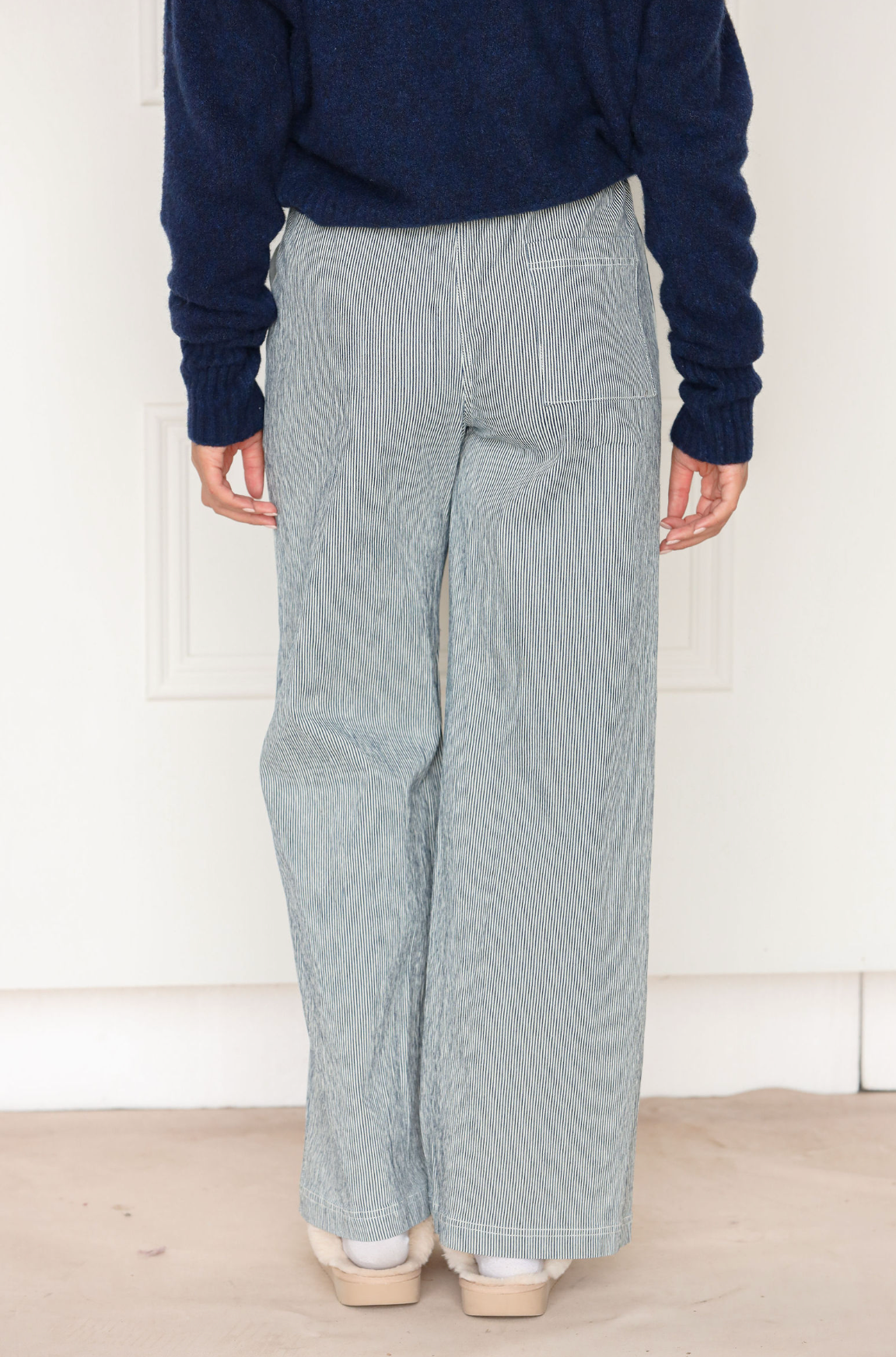 Navy Pinstripe Pants