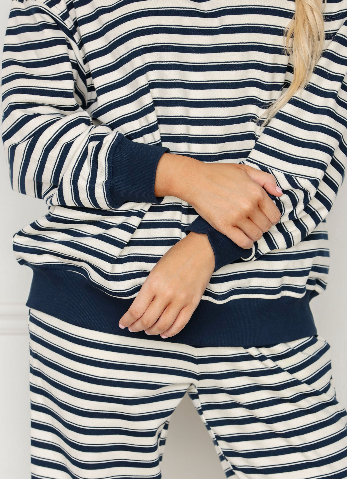 Navy Stripe Crew Neck & Pants Set of 2