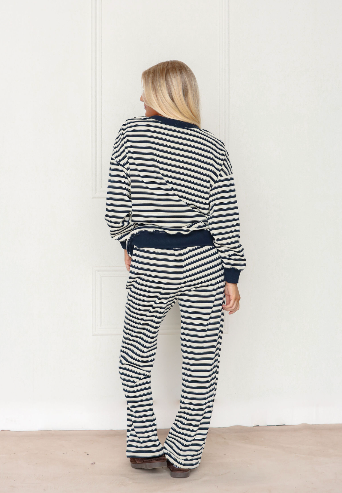 Navy Stripe Crew Neck & Pants Set of 2