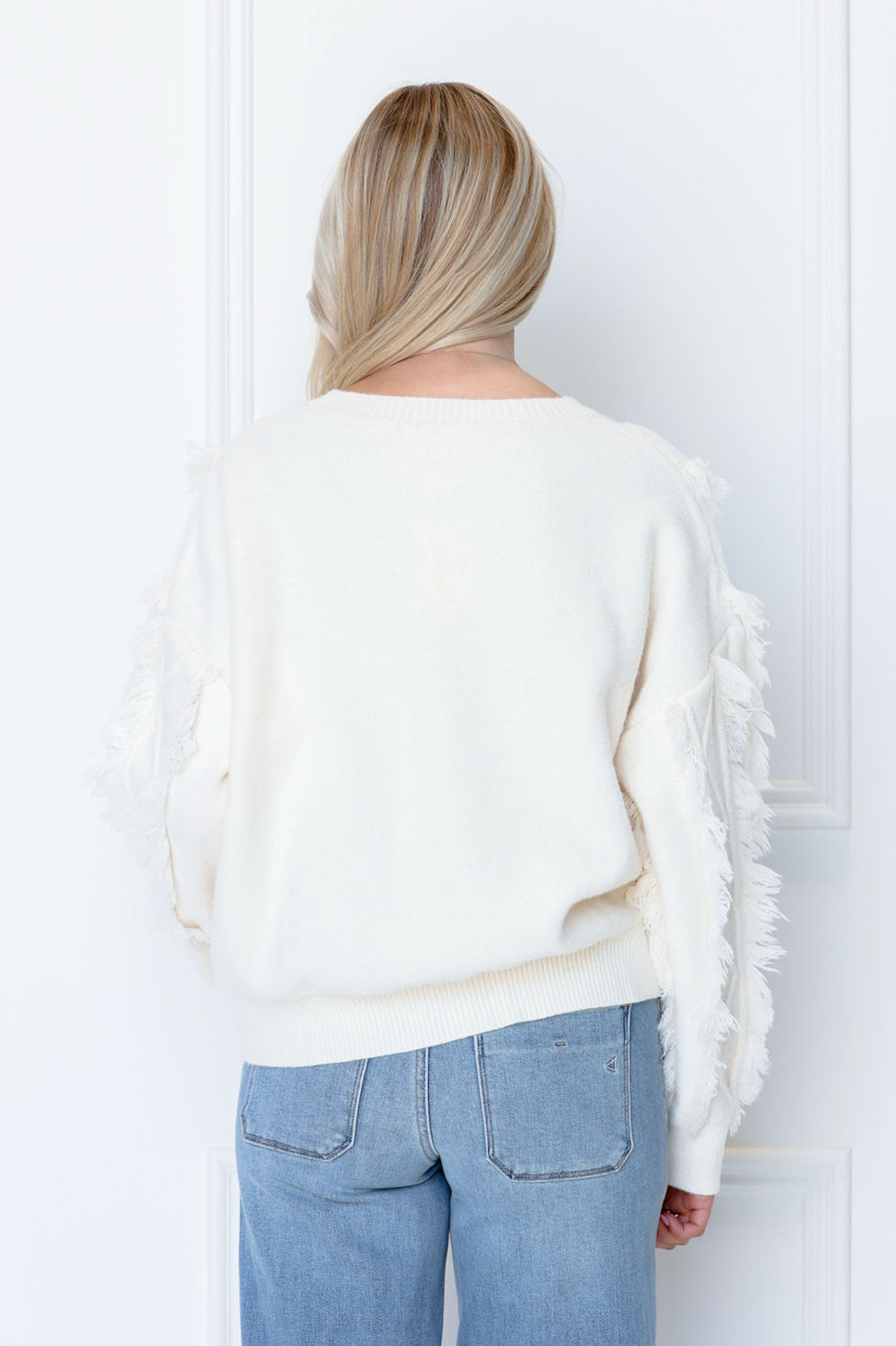 Cream Button Up Frayed Detail Cardigan