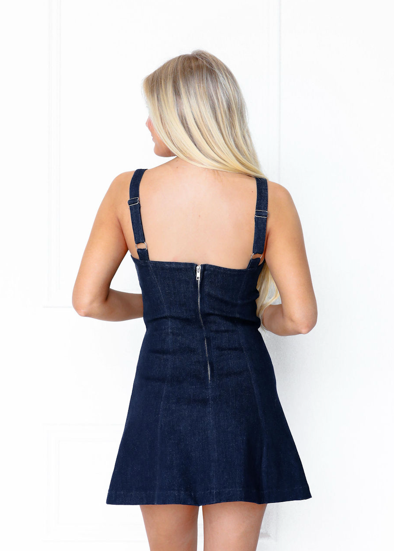 Indigo Denim Tie Front Dress