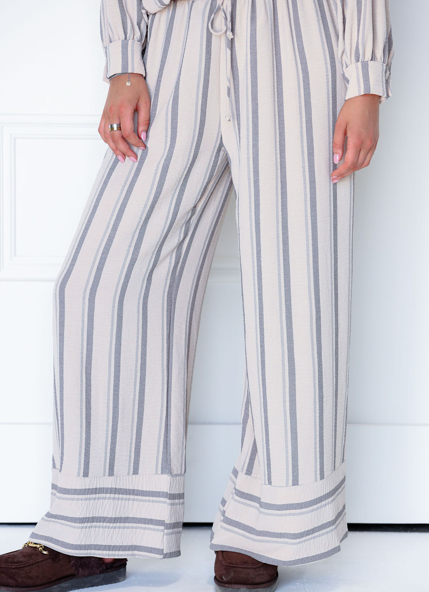Stripe Shirt & Drawstring Pants Set of 2