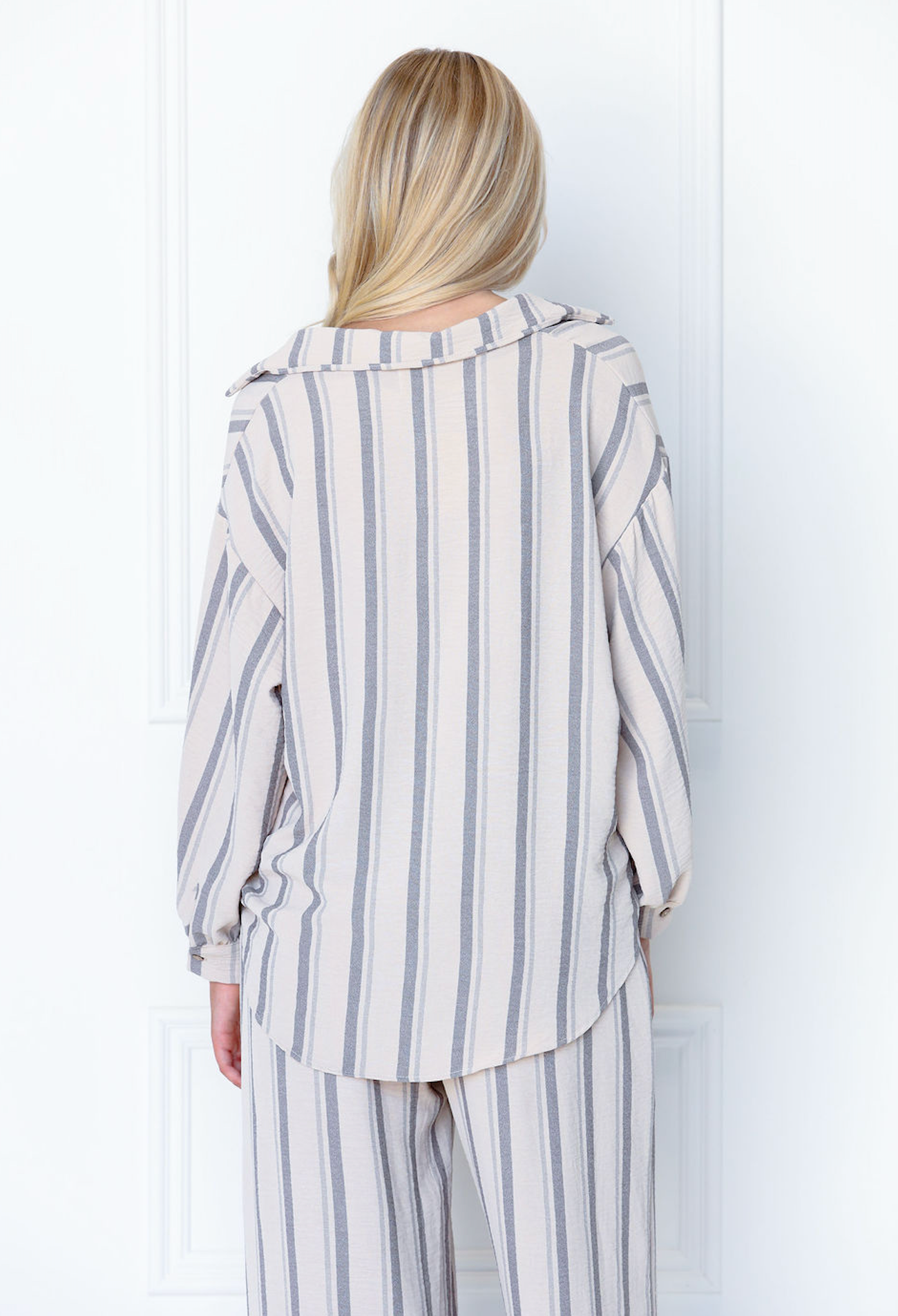 Stripe Shirt & Drawstring Pants Set of 2