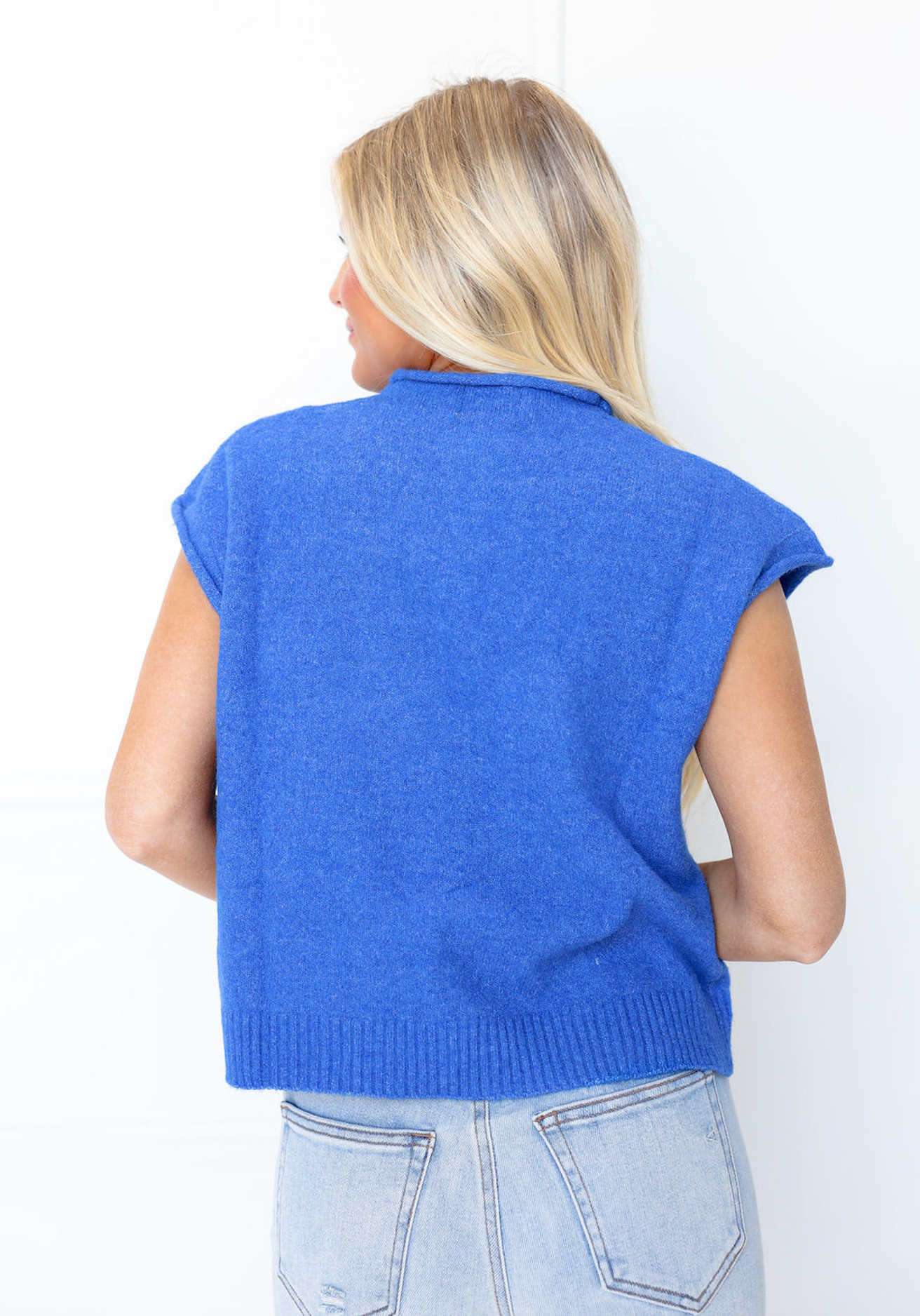 Sweater Vest Cardigan Cobalt