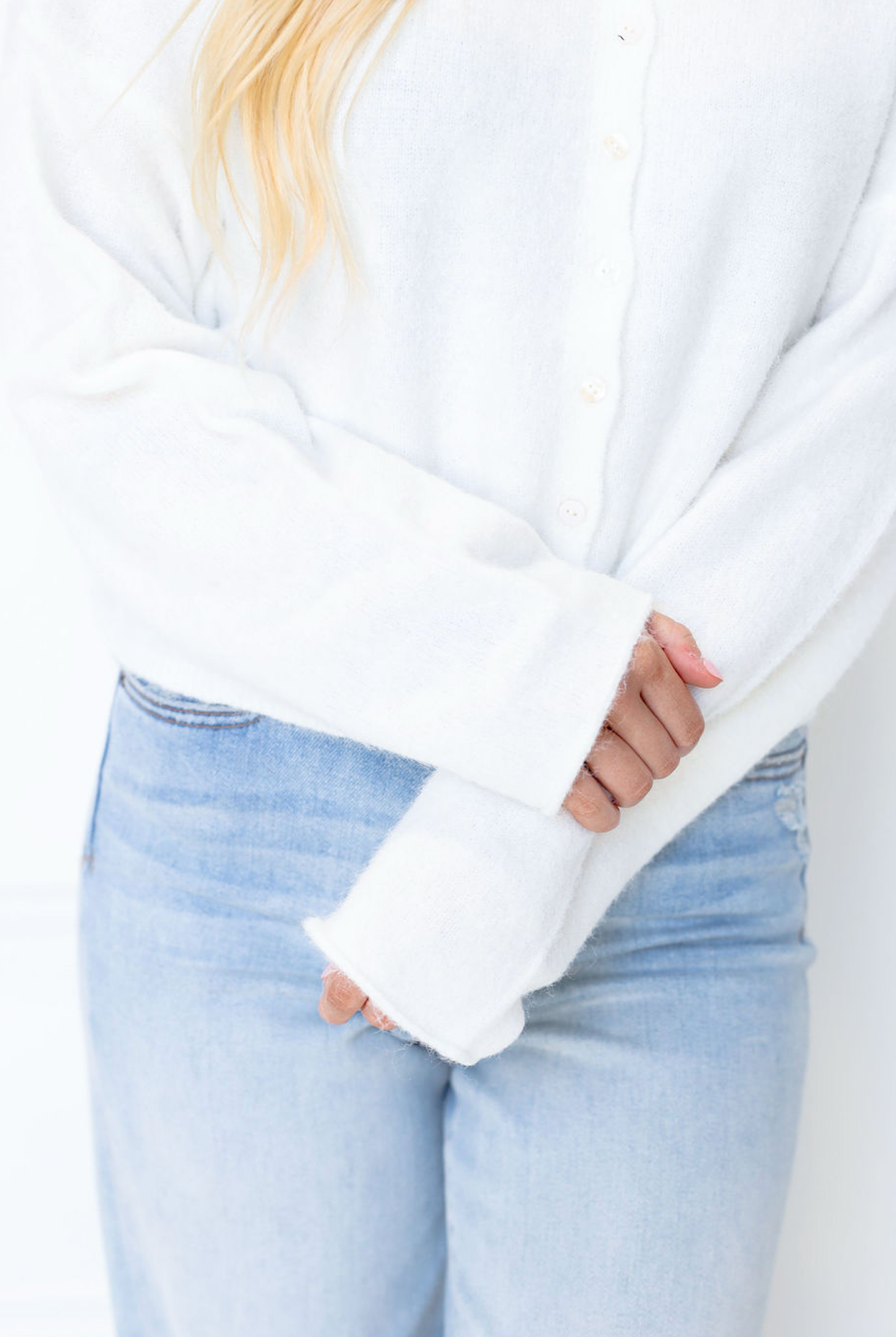 White Button Up Sweater