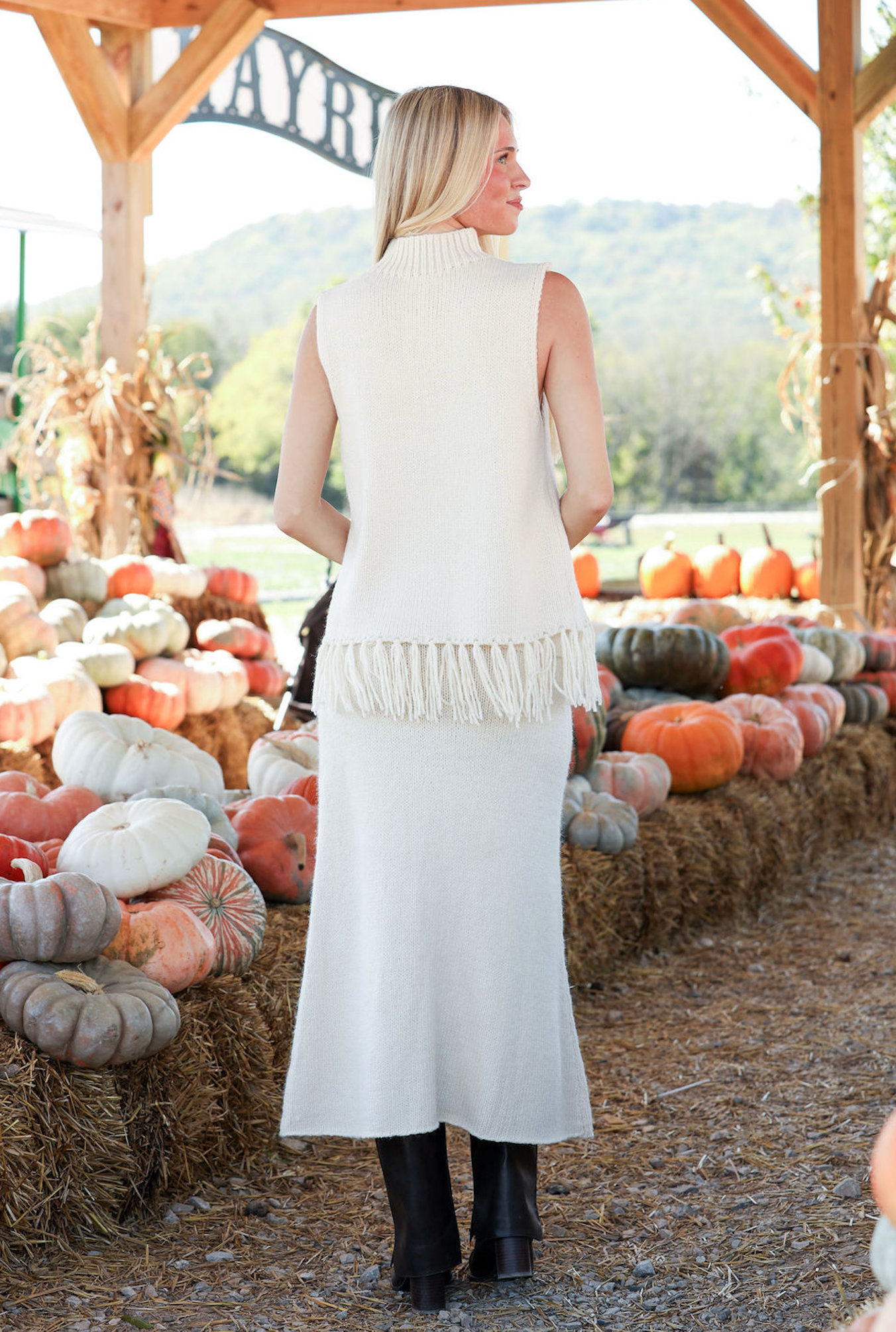 Fringe Sweater Top & Skirt Set of 2