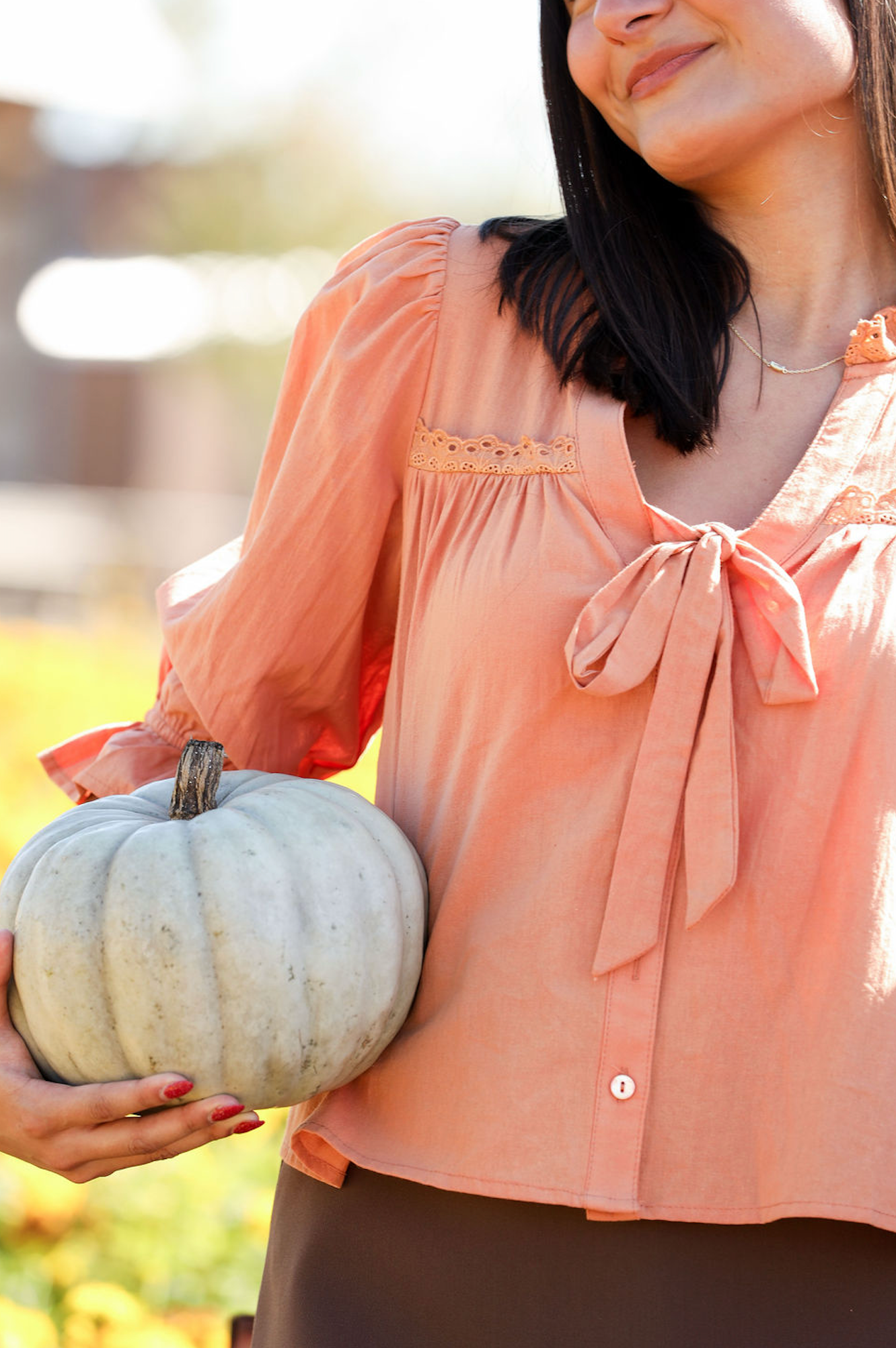 Pumpkin Spice Ribbon Blouse