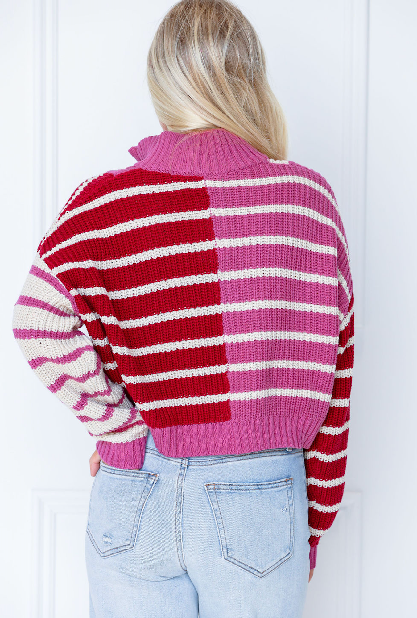 Quarter Zip Sweater Scarlet/Pink