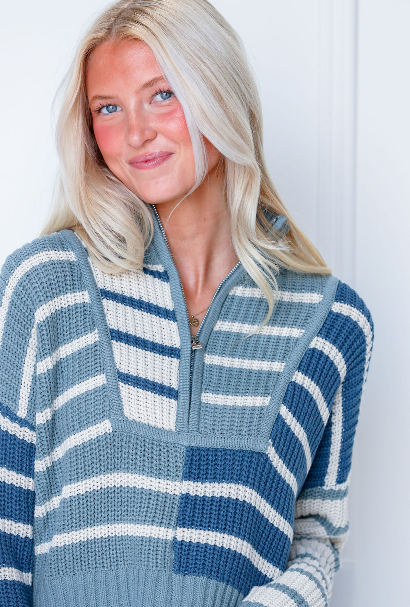 Quarter Zip Sweater Teal/Blue