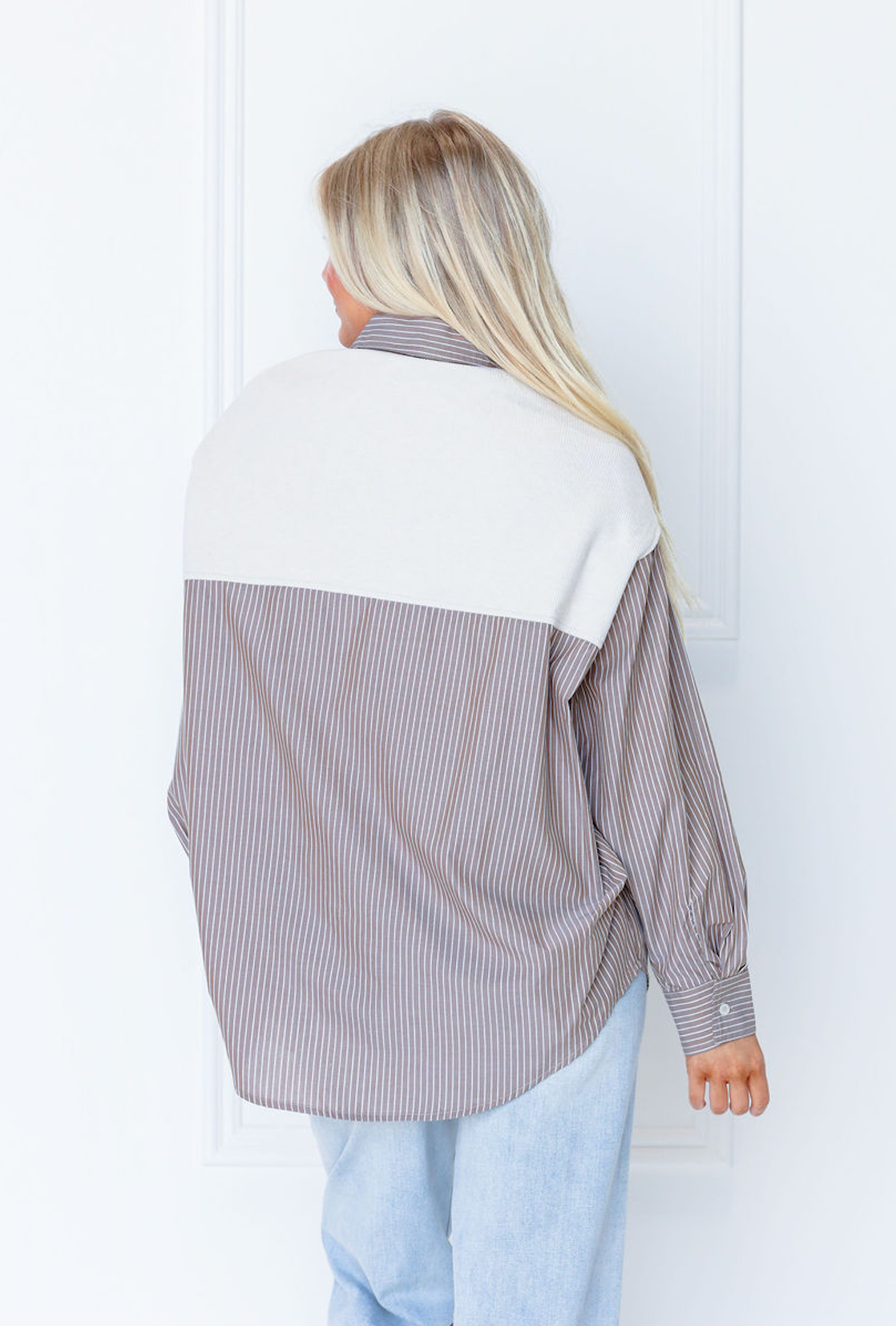 Layered Knit Striped Shirt