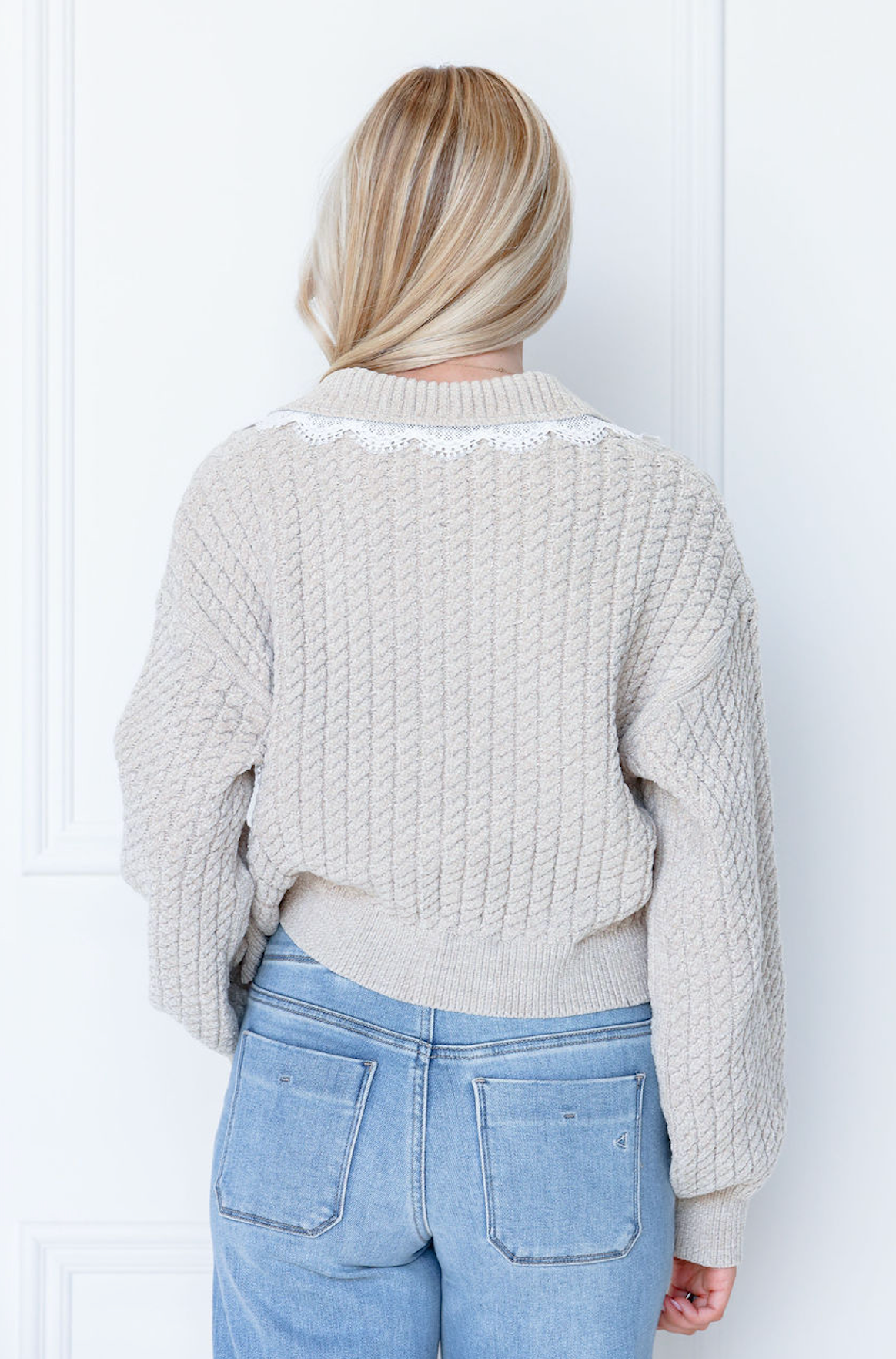 Lace Trim Knit Jacket