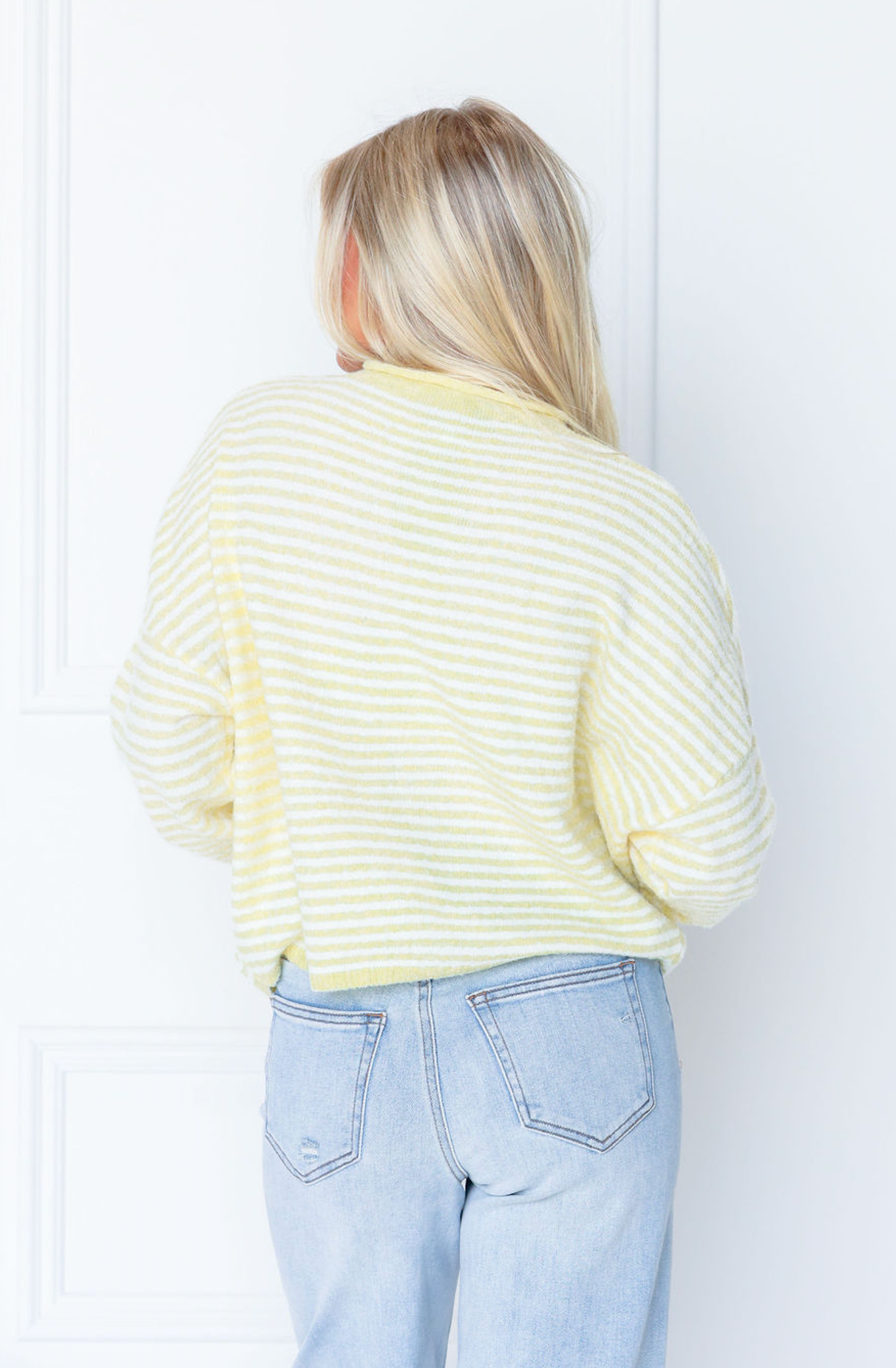Button Down Cardi Yellow Stripe