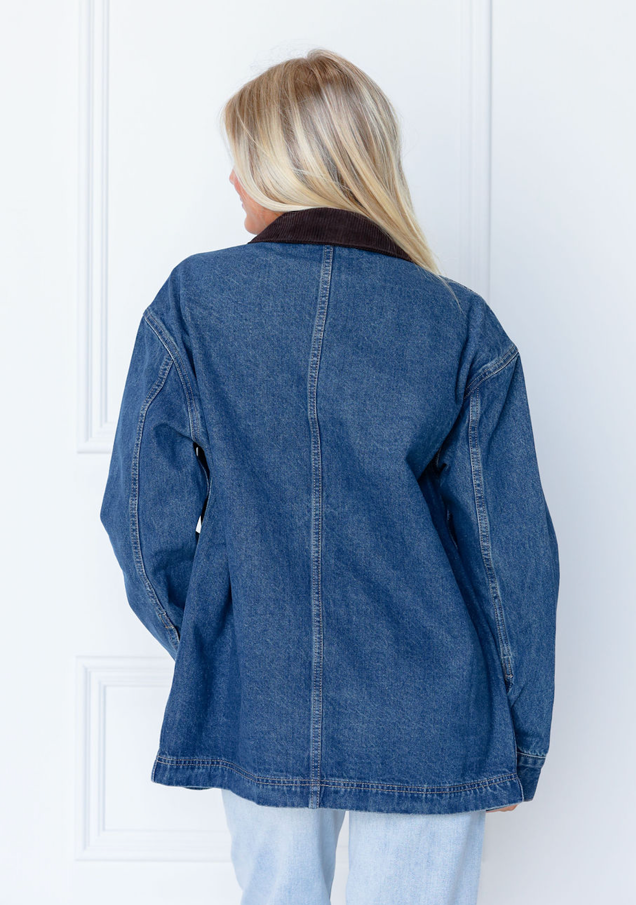Denim Oversized Jacket W/ Brown Collar
