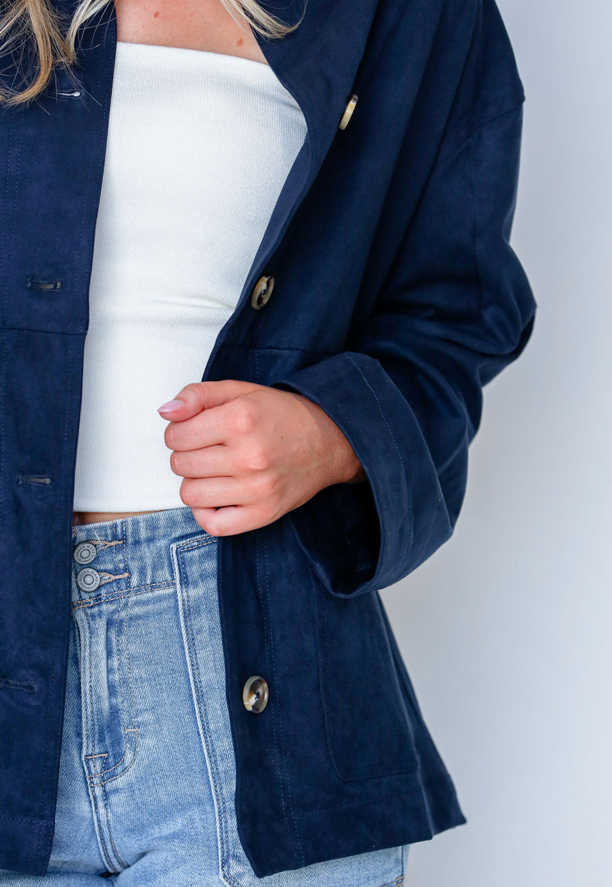 Navy Button Down Jacket