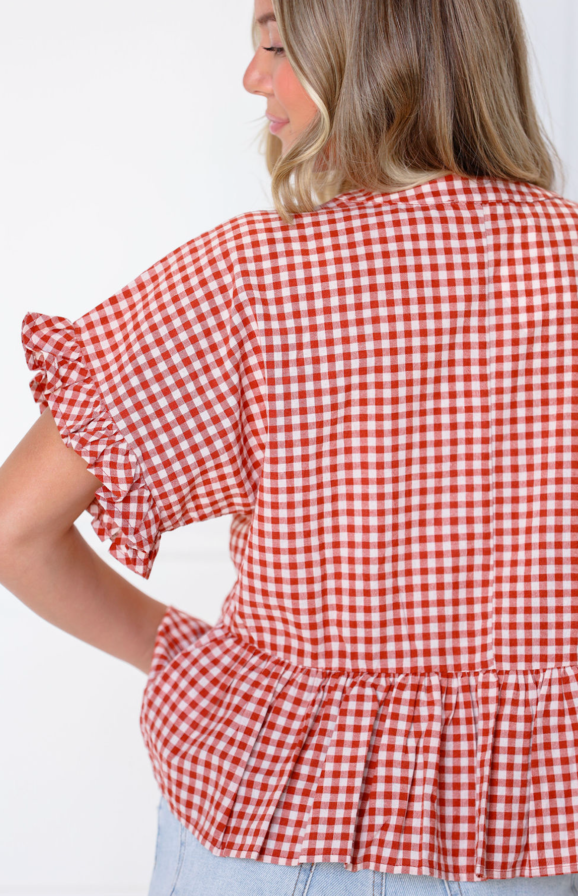 Saylor Gingham Ruffle Top