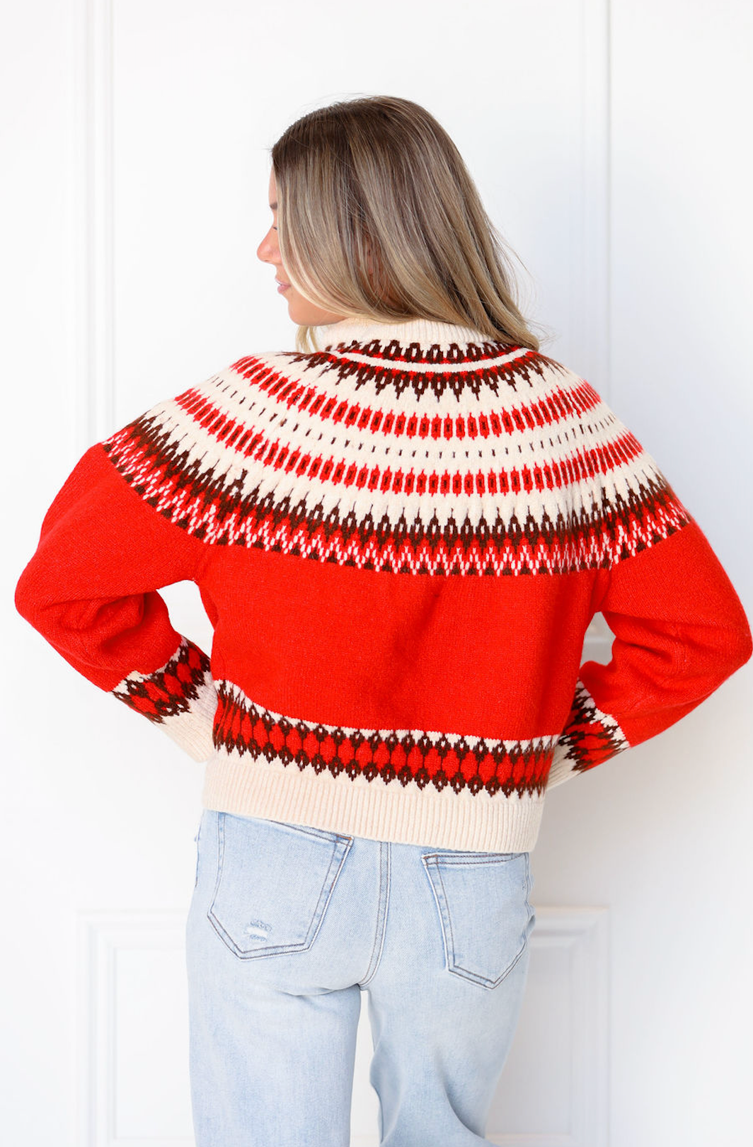 Red Nordic Pattern Sweater