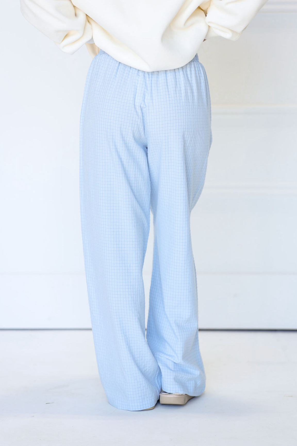 Blue Gingham Boxer Pants