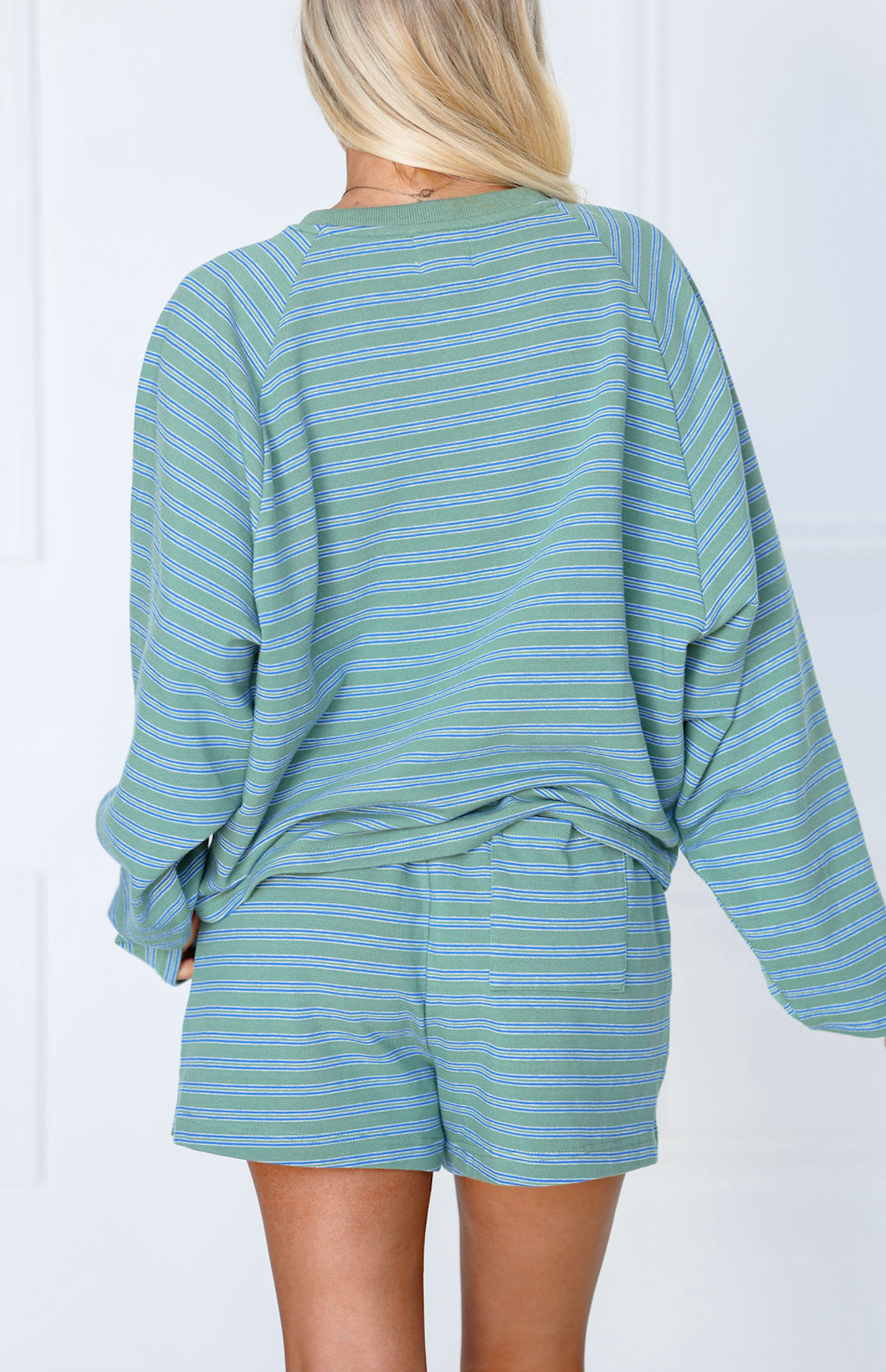 Striped Top & Shorts Set of 2 Sage