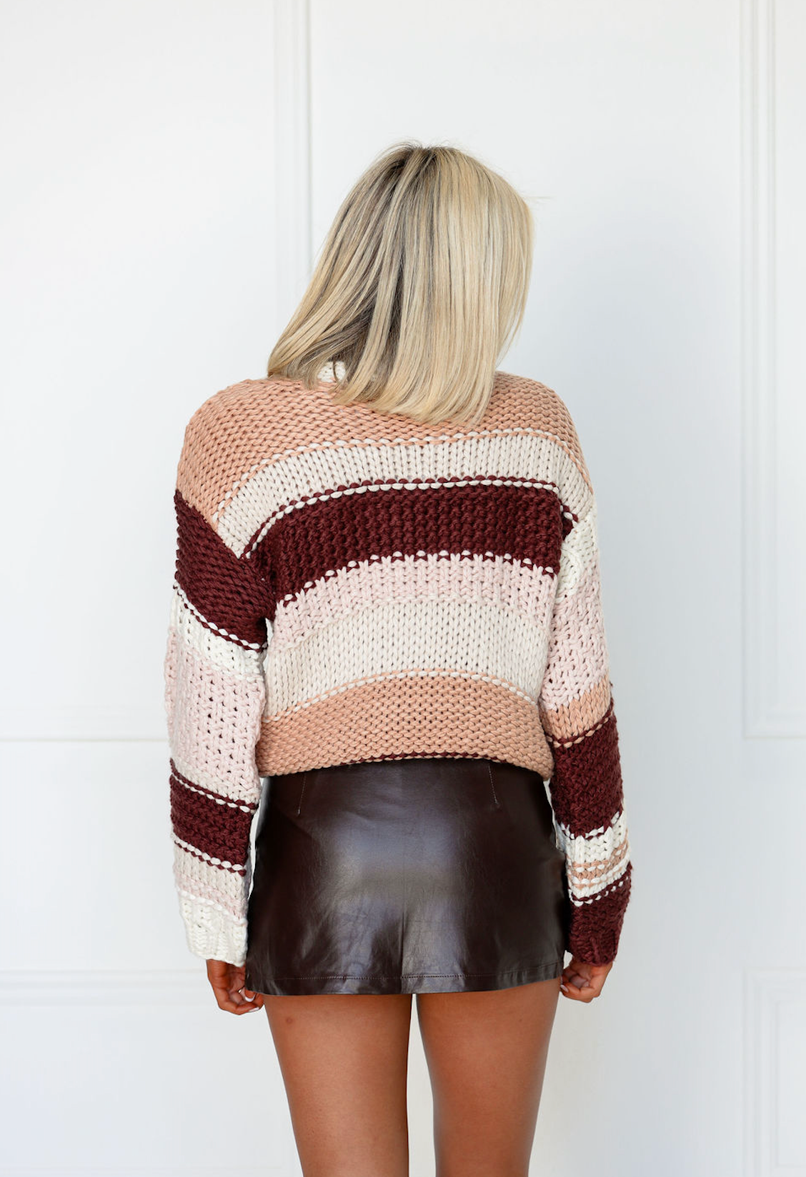 Pleather Skirt w/ Slit Chocolate