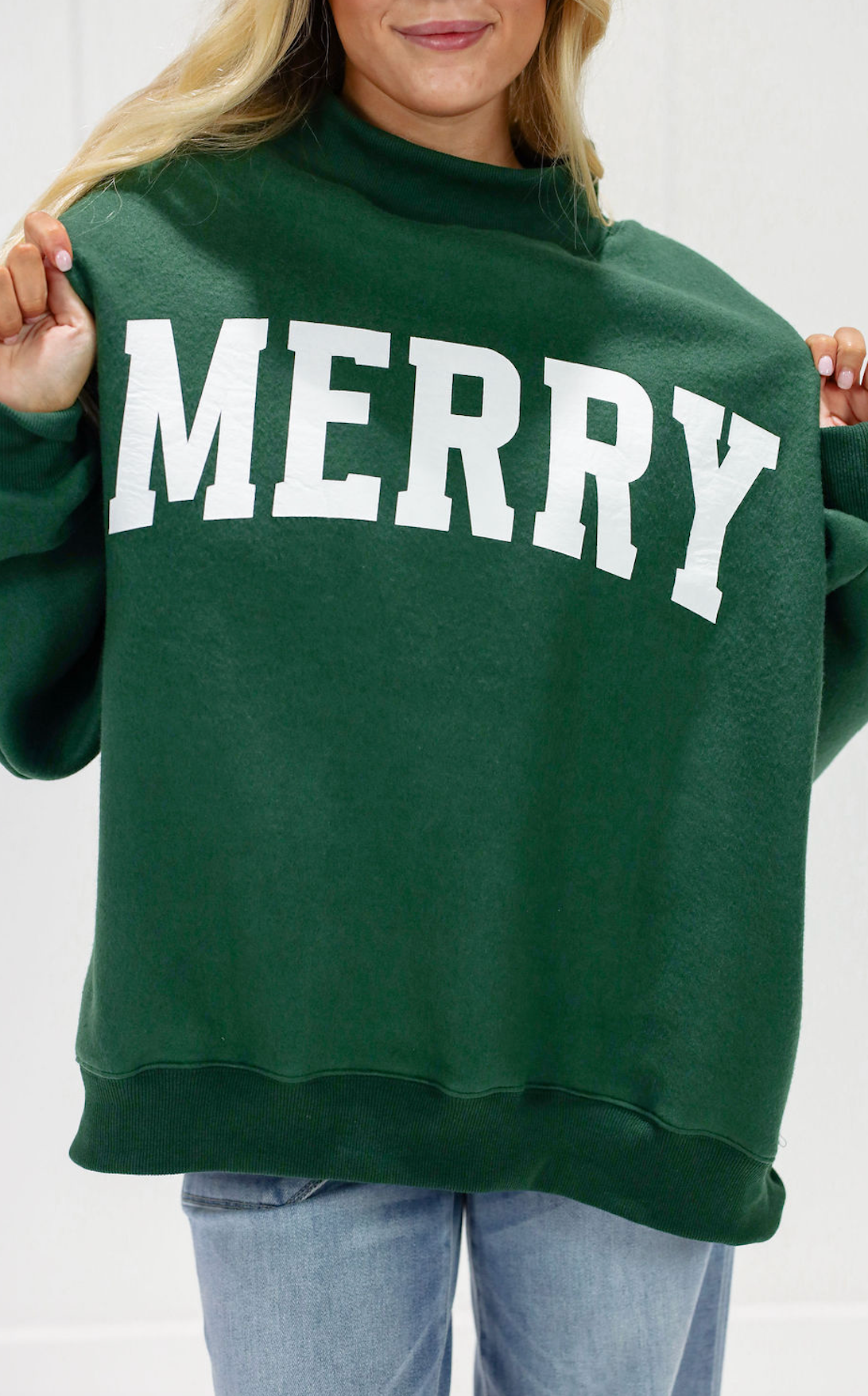 Green Reversible Christmas & Merry Mock Neck