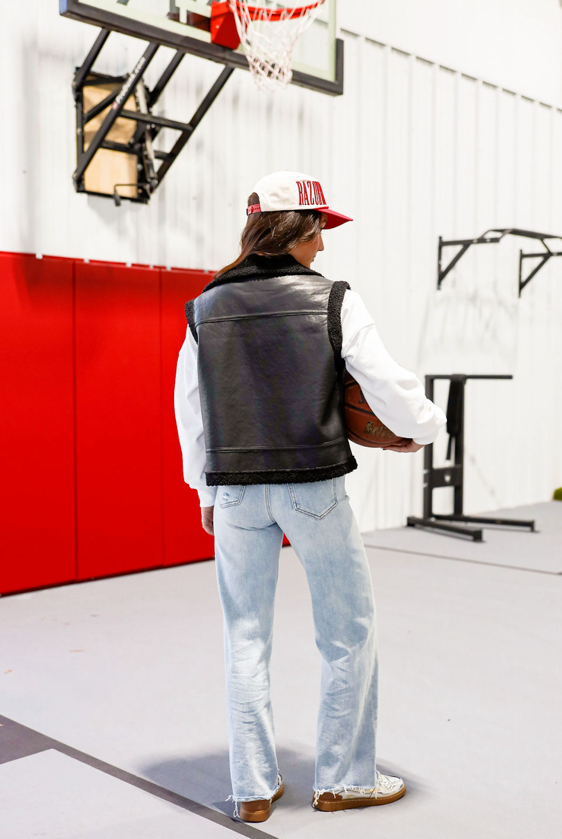 Black Faux Fur Pleather Vest