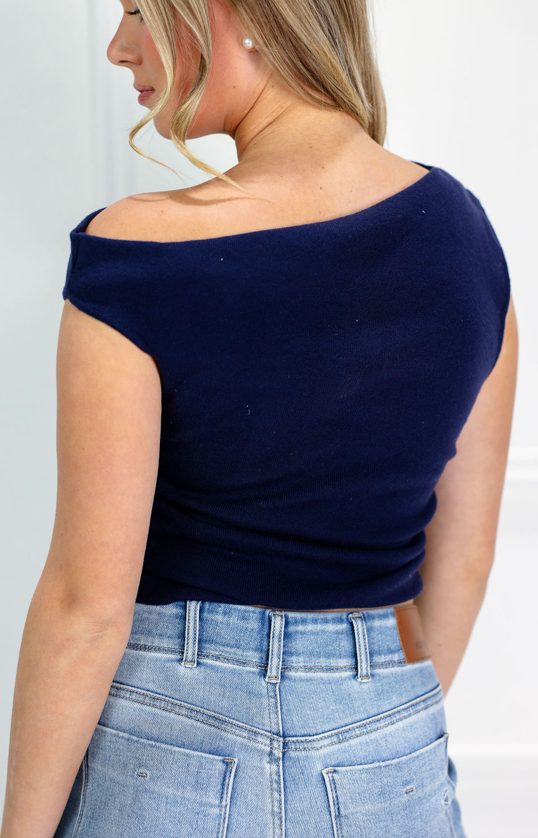 Asymmetrical Sweater Top Navy