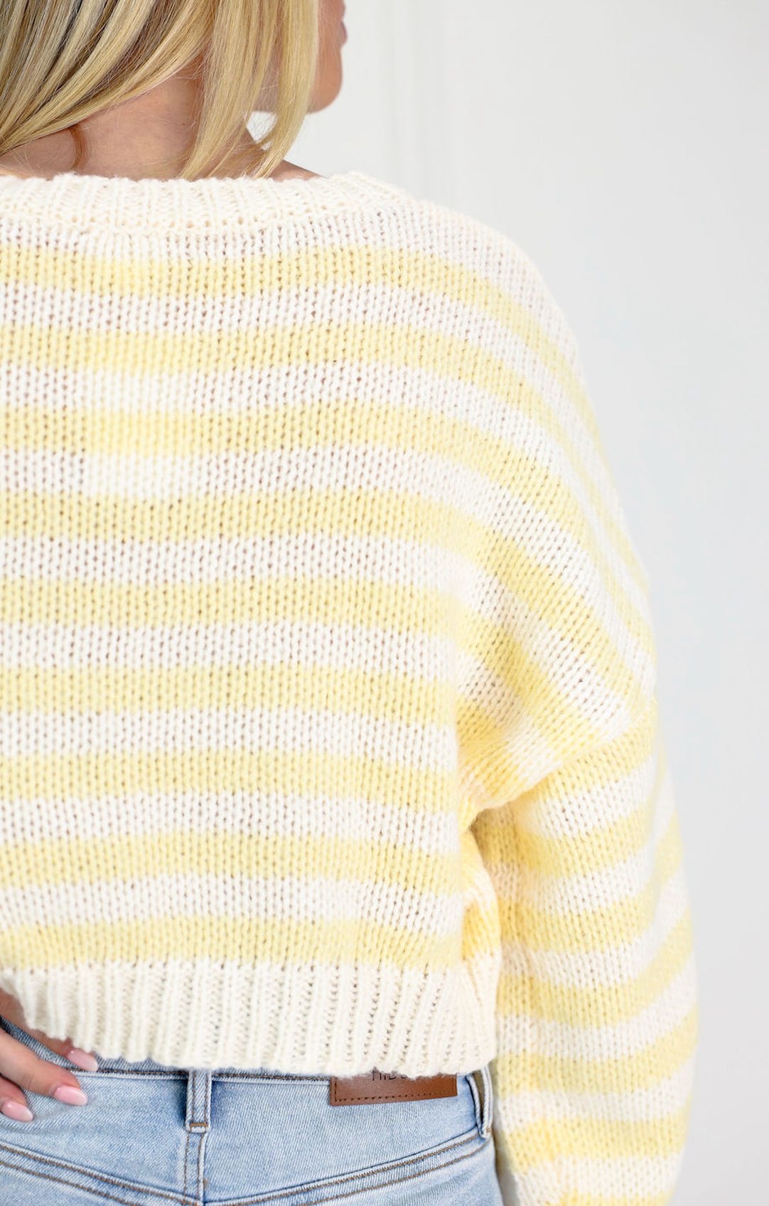 Block Stripe V-neck Sweater Yellow - Clothe Boutique