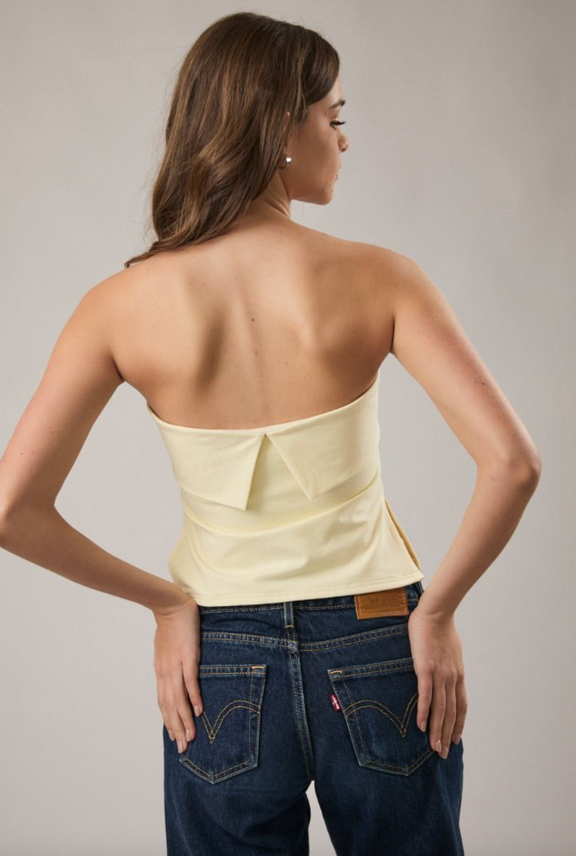 Strapless Fold Over Top Butter - Clothe Boutique