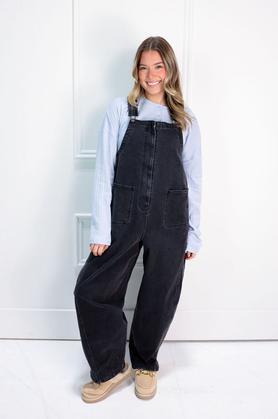 Black Denim Washed Overall