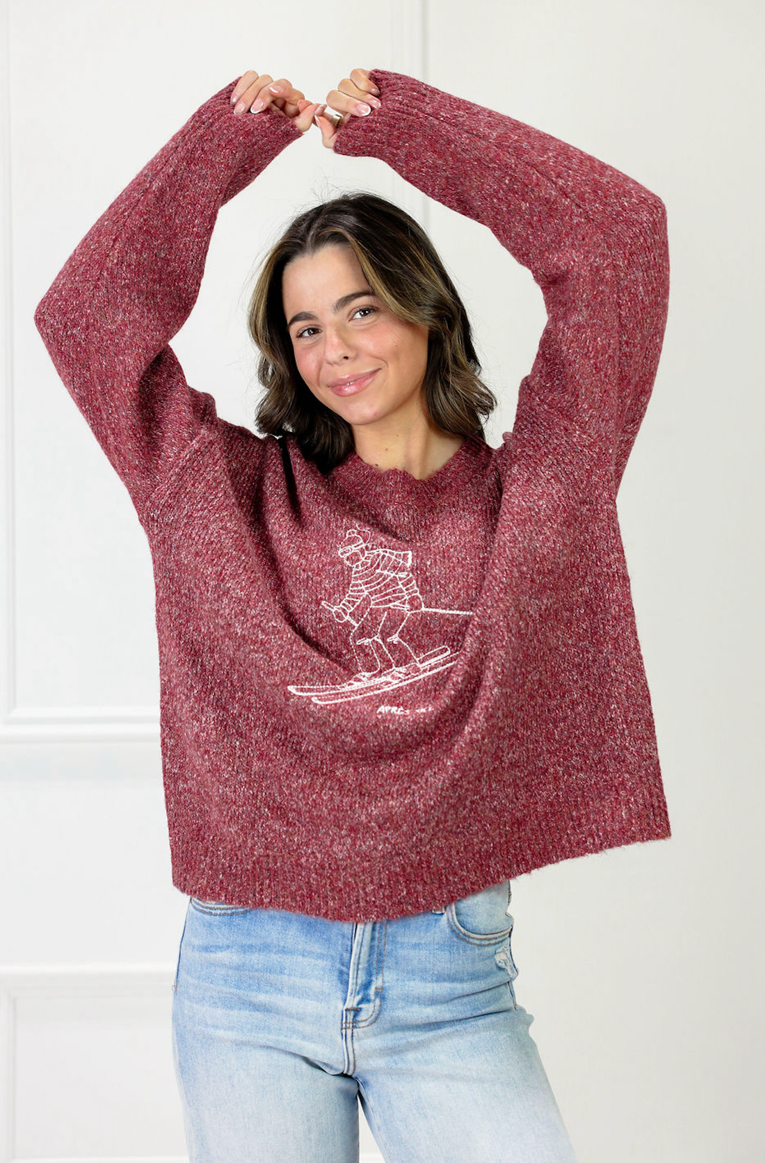 Apres Ski Embroidered Winter Berry Sweater