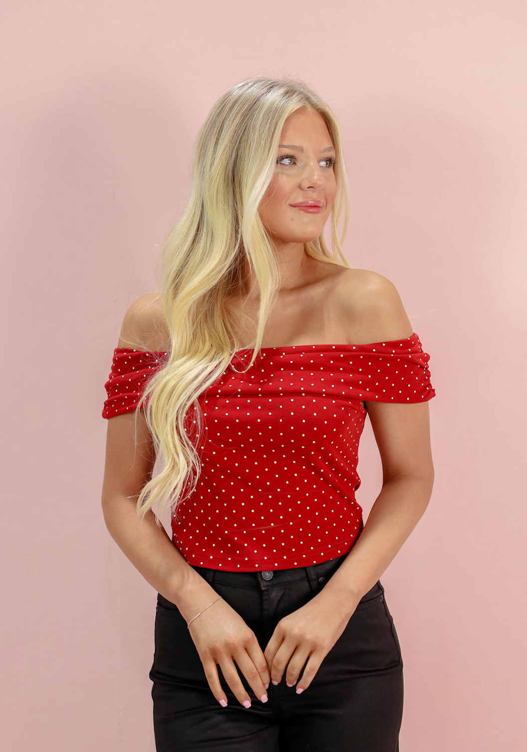 Red Off Shoulder Knit Top - Clothe Boutique