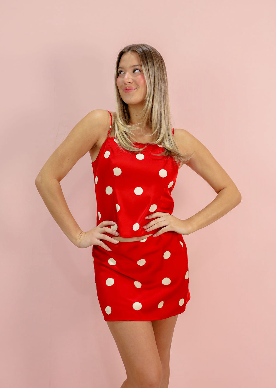 Cherry Polka Dot Satin Cami Top - Clothe Boutique