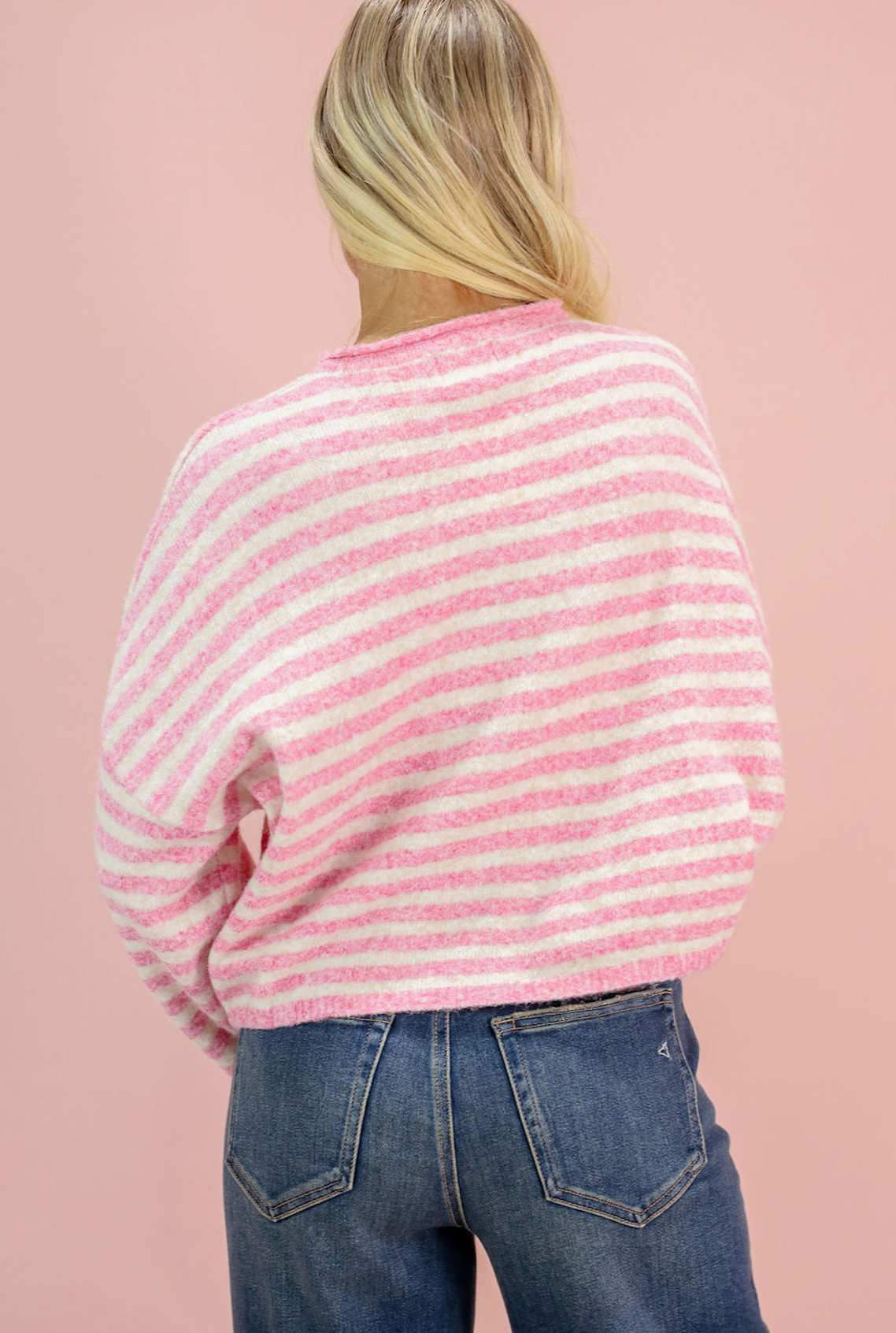Button Down Cardi Pink Stripes - Clothe Boutique