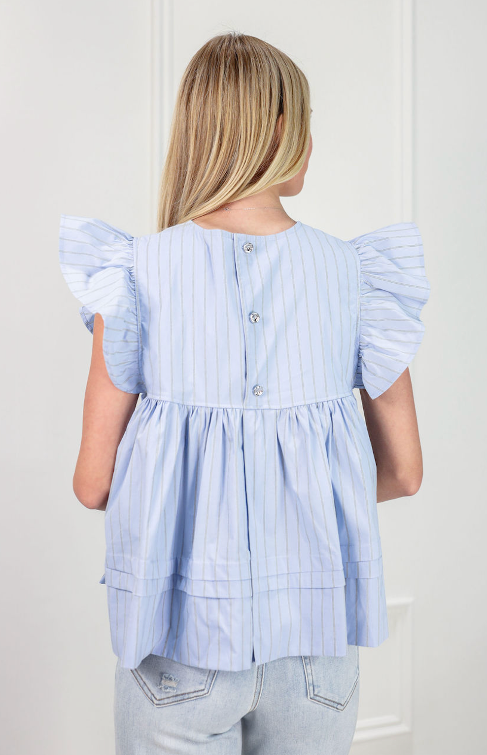 Leah Babydoll Top Sky - Clothe Boutique