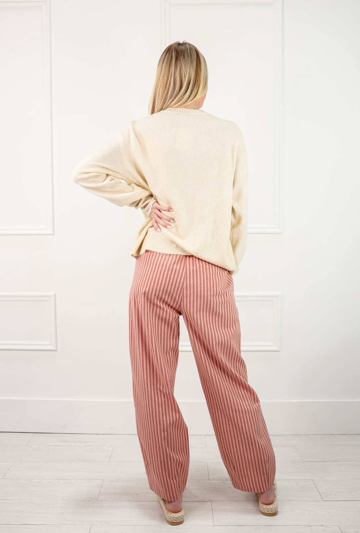 Blush/Brown Stripe Pants - Clothe Boutique