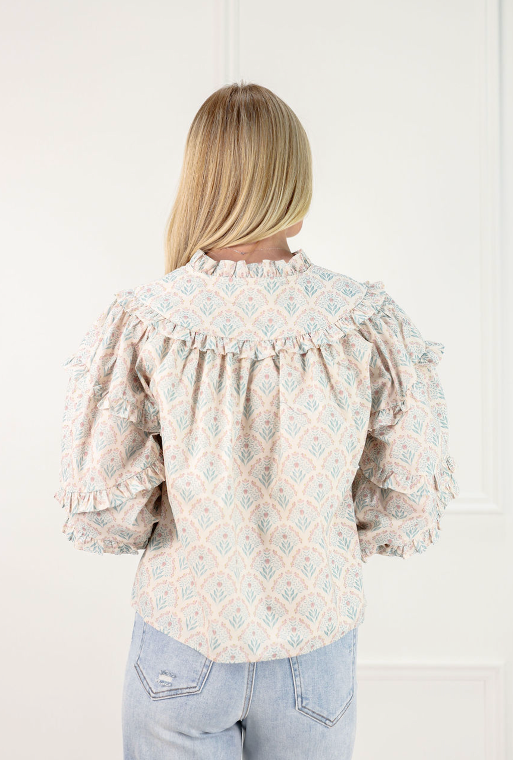 Floral Bouquet Ruffle Blouse - Clothe Boutique