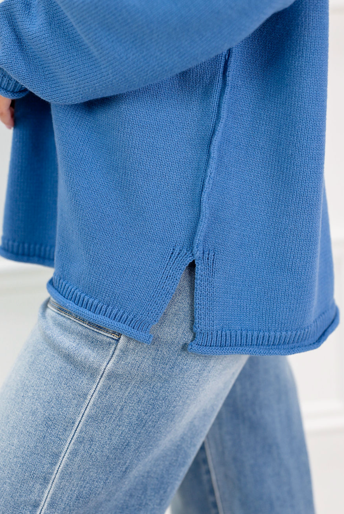 Inside Out Roll Neck Pullover Sweater Blue - Clothe Boutique