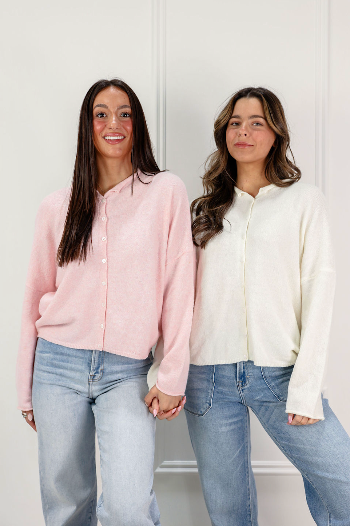 Basic Button Down Cardi Pink - Clothe Boutique