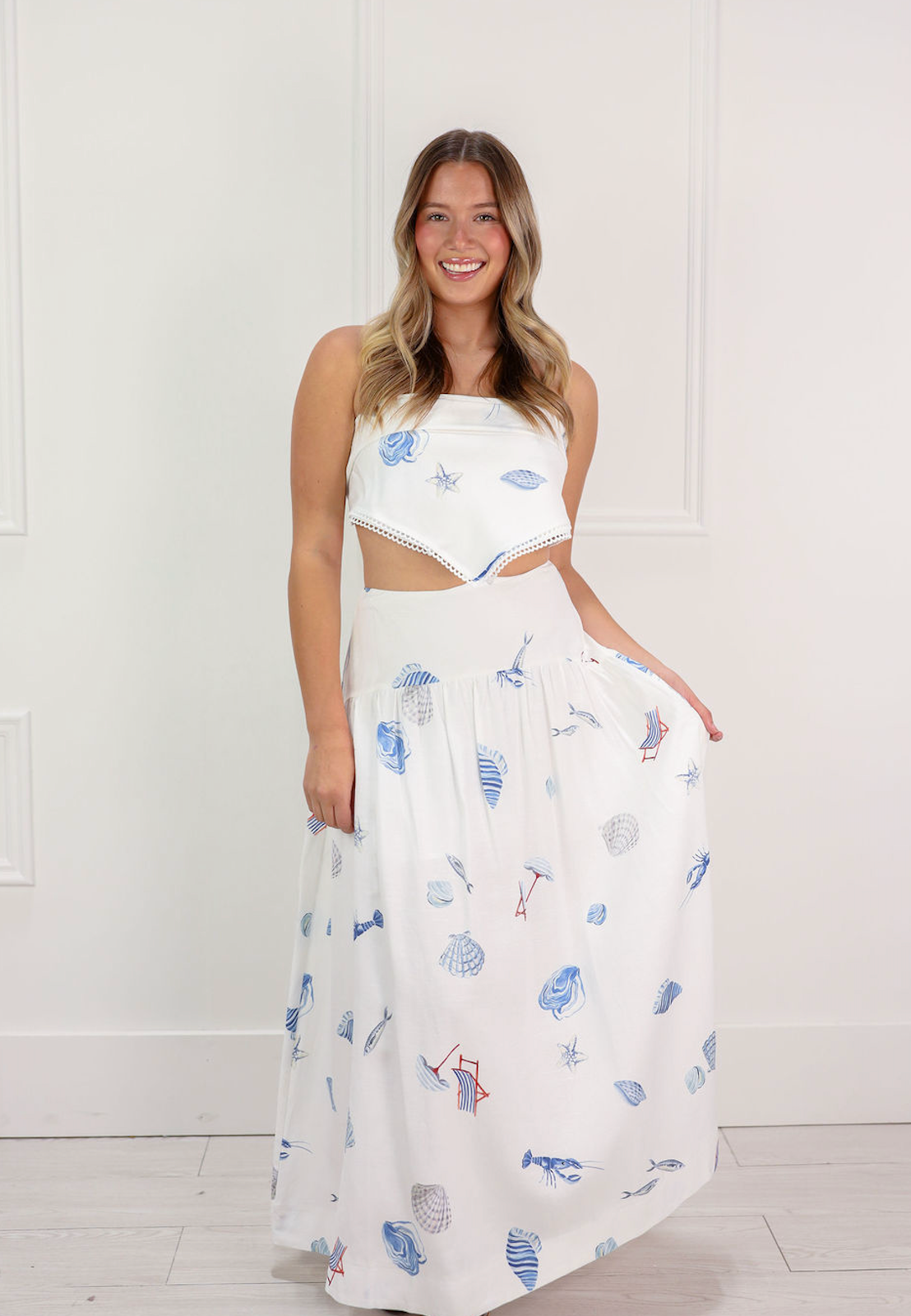 Coastal Print Linen Maxi Skirt Coastal Print Linen Maxi Skirt