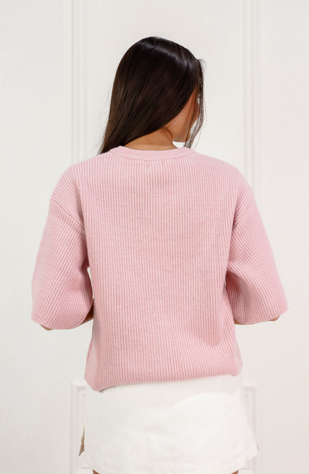 Short Sleeve Knit Cardigan Pink