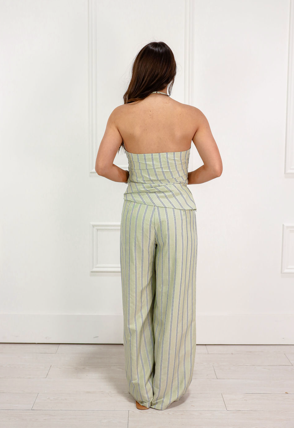 Sage Stripe Tube Top & Pants Set of 2