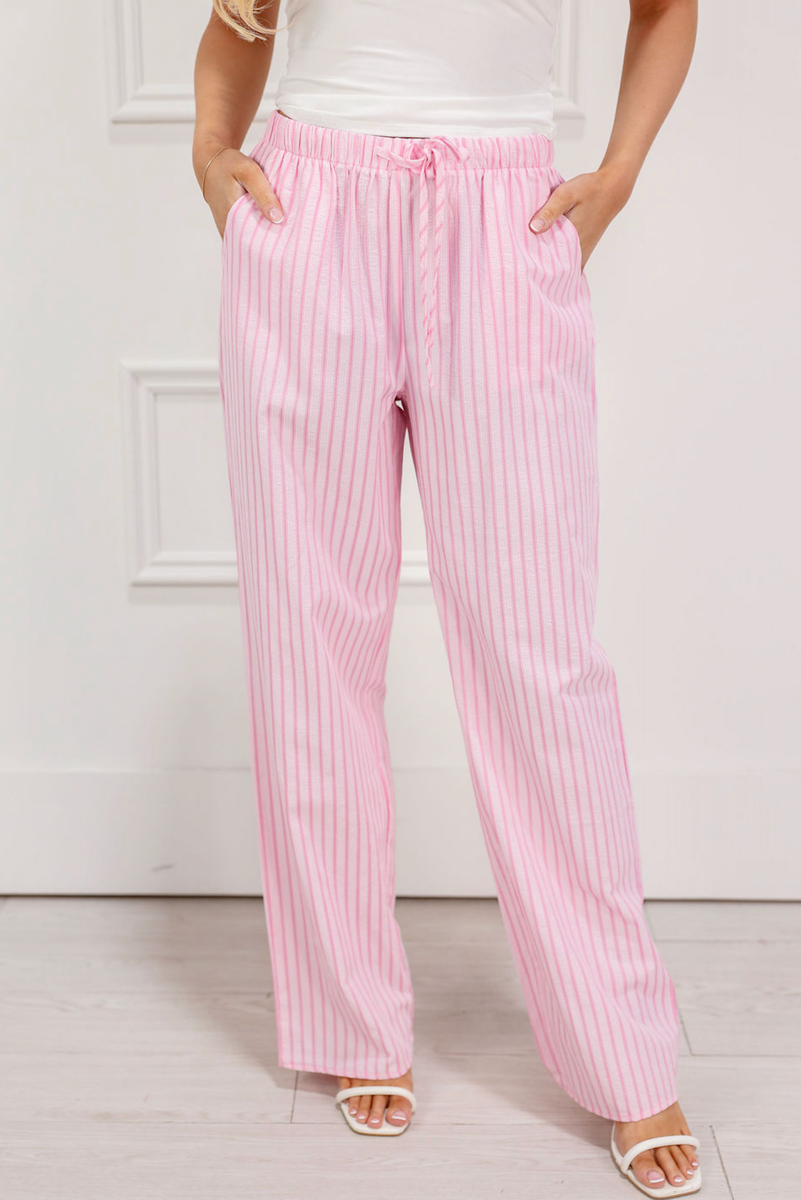 Seersucker Stripe Pants Pink – Clothe Boutique