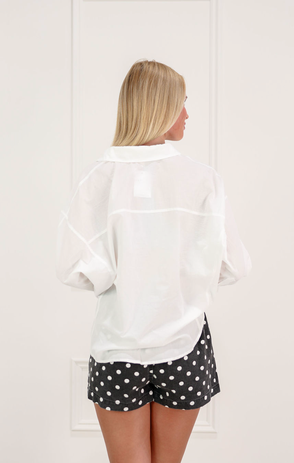 White Drawstring Hem Shirt