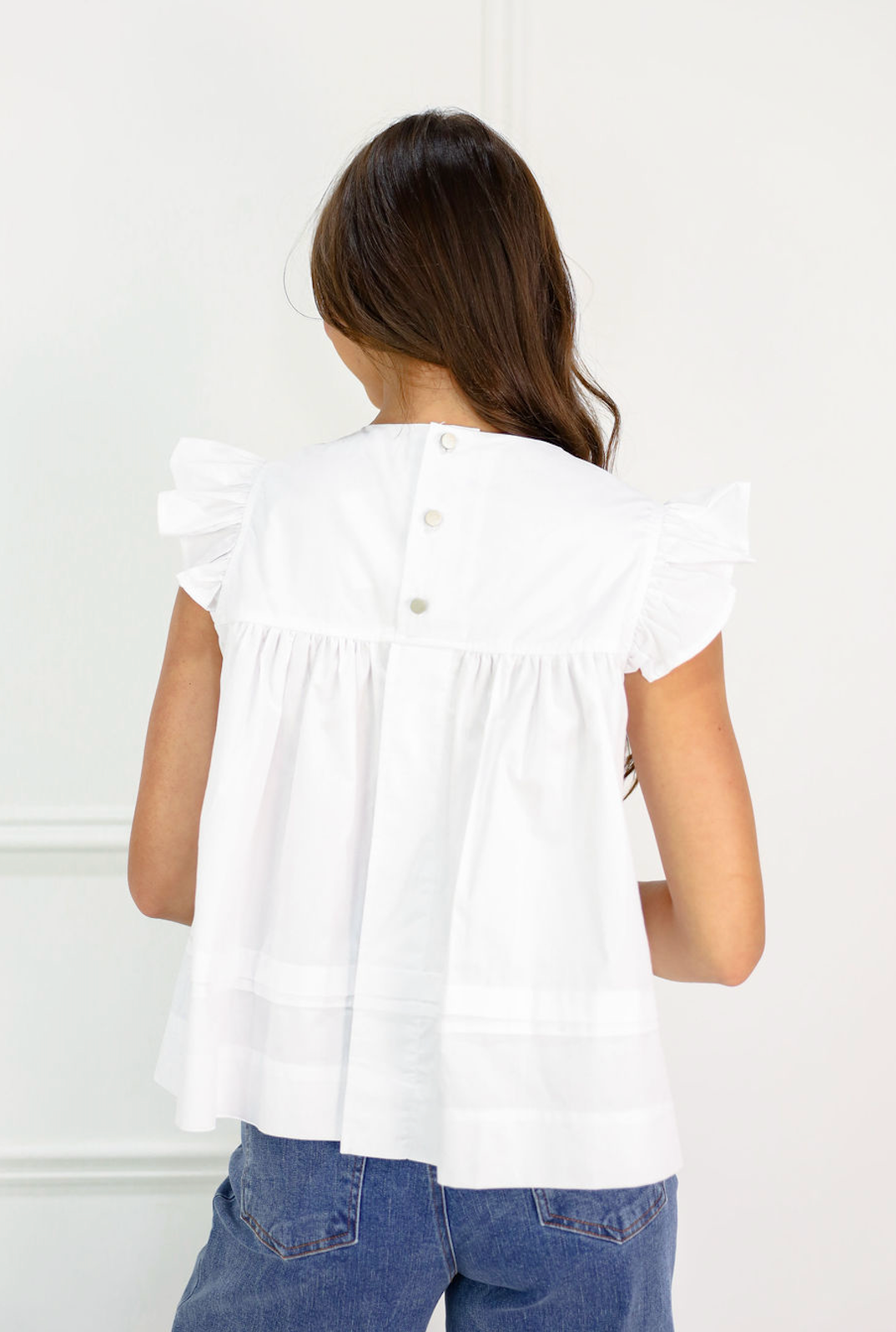 Flutter Sleeve Babydoll Top White - Clothe Boutique