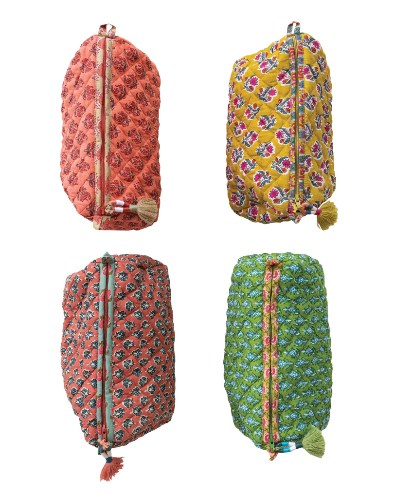 Quilted Velvet Zip Pouch