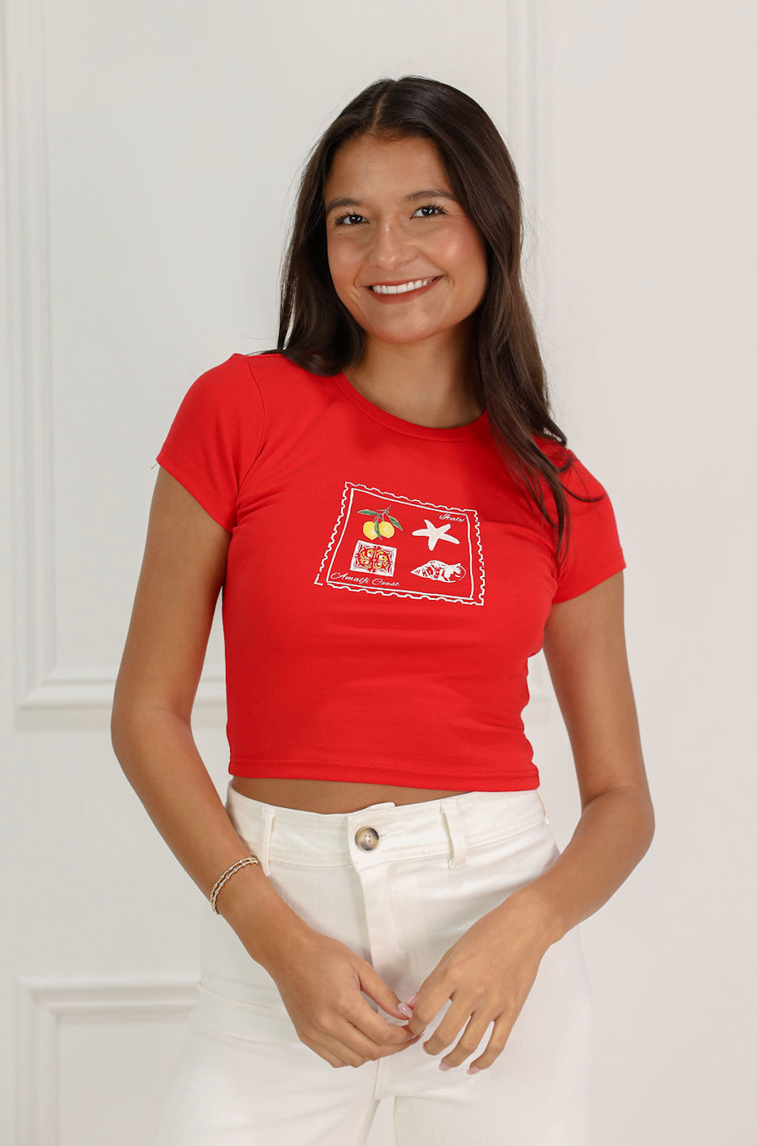 Amalfi Coast Baby Tee Red - Clothe Boutique