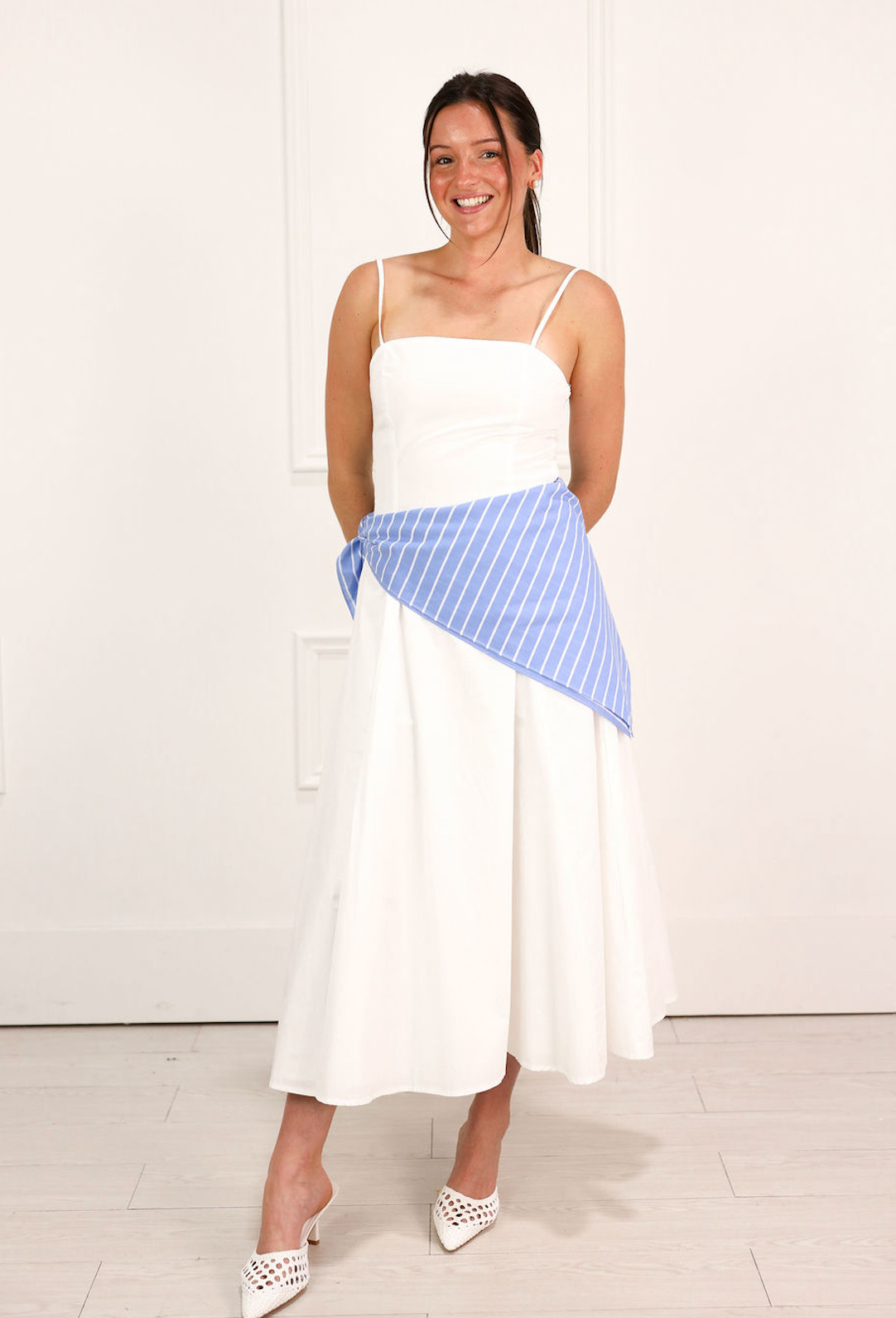 bandana dress Stripe Waist 56487 Sherri Hill Done in our delicate indian_kurtis Luxury Satin Colors:White