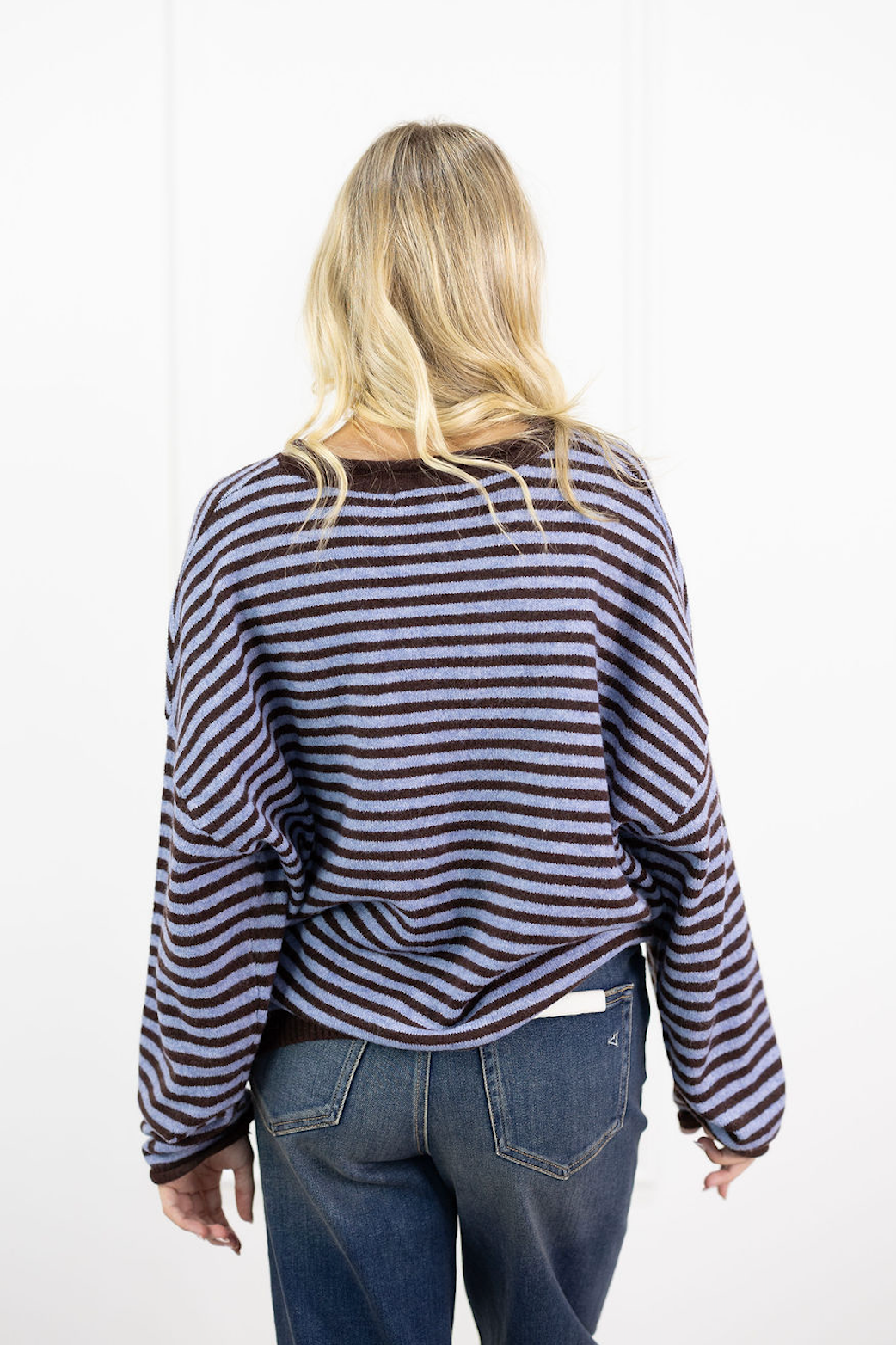 Striped Henley Sweater Brown/Blue